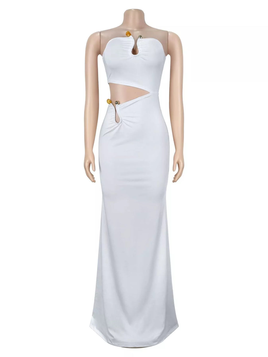 Strapless Cut-out Maxi Dress with Ruched Detail - Lilixa.store