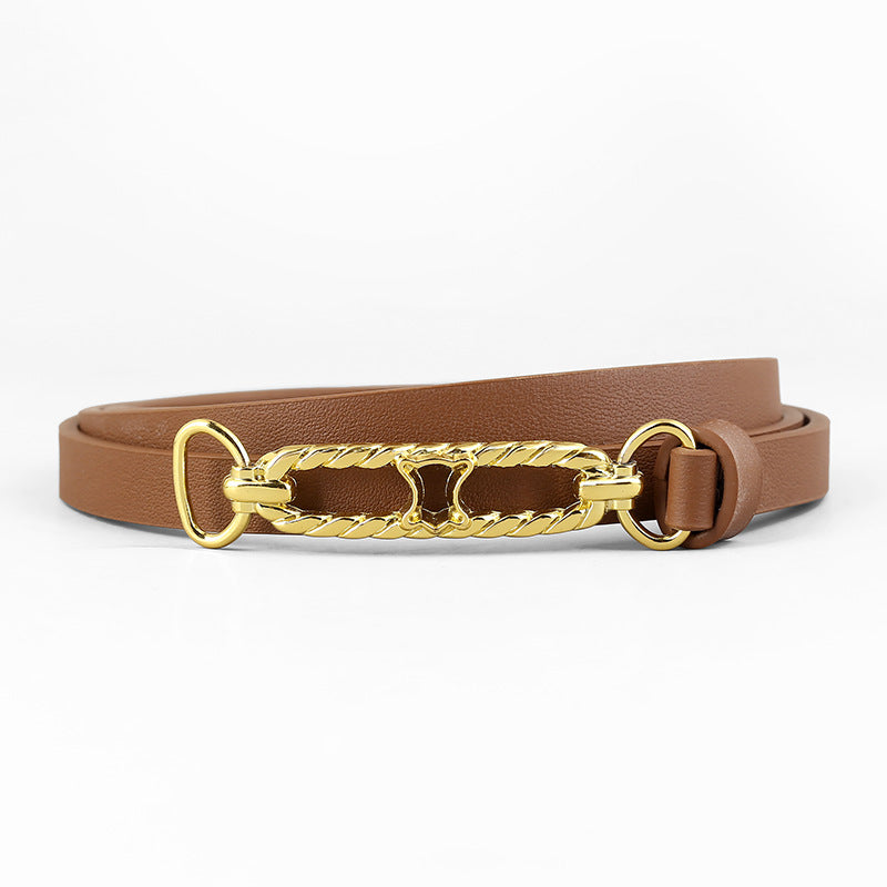 Gold Buckle Skinny Belt - Lilixa.store
