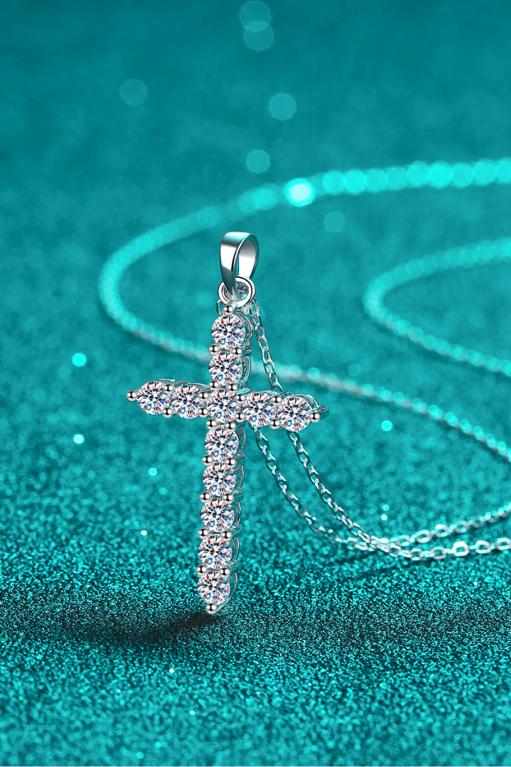 Adored 925 Sterling Silver Cross Moissanite Necklace - Lilixa.store