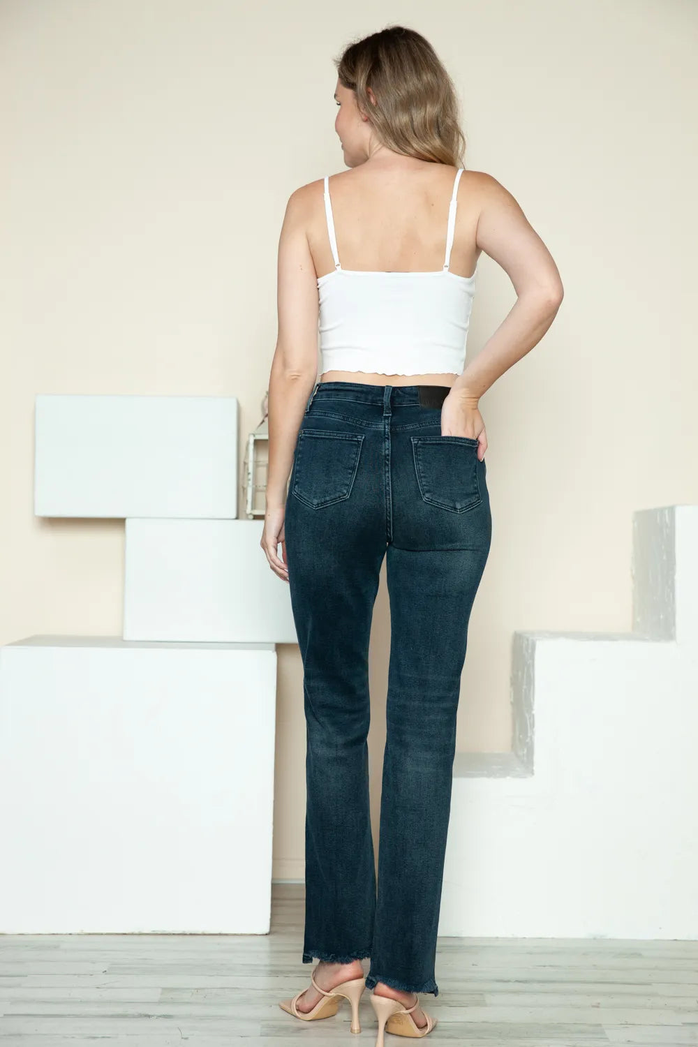 Judy Blue Full Size Button Fly Hem Destroy Straight Jeans - Lilixa.store