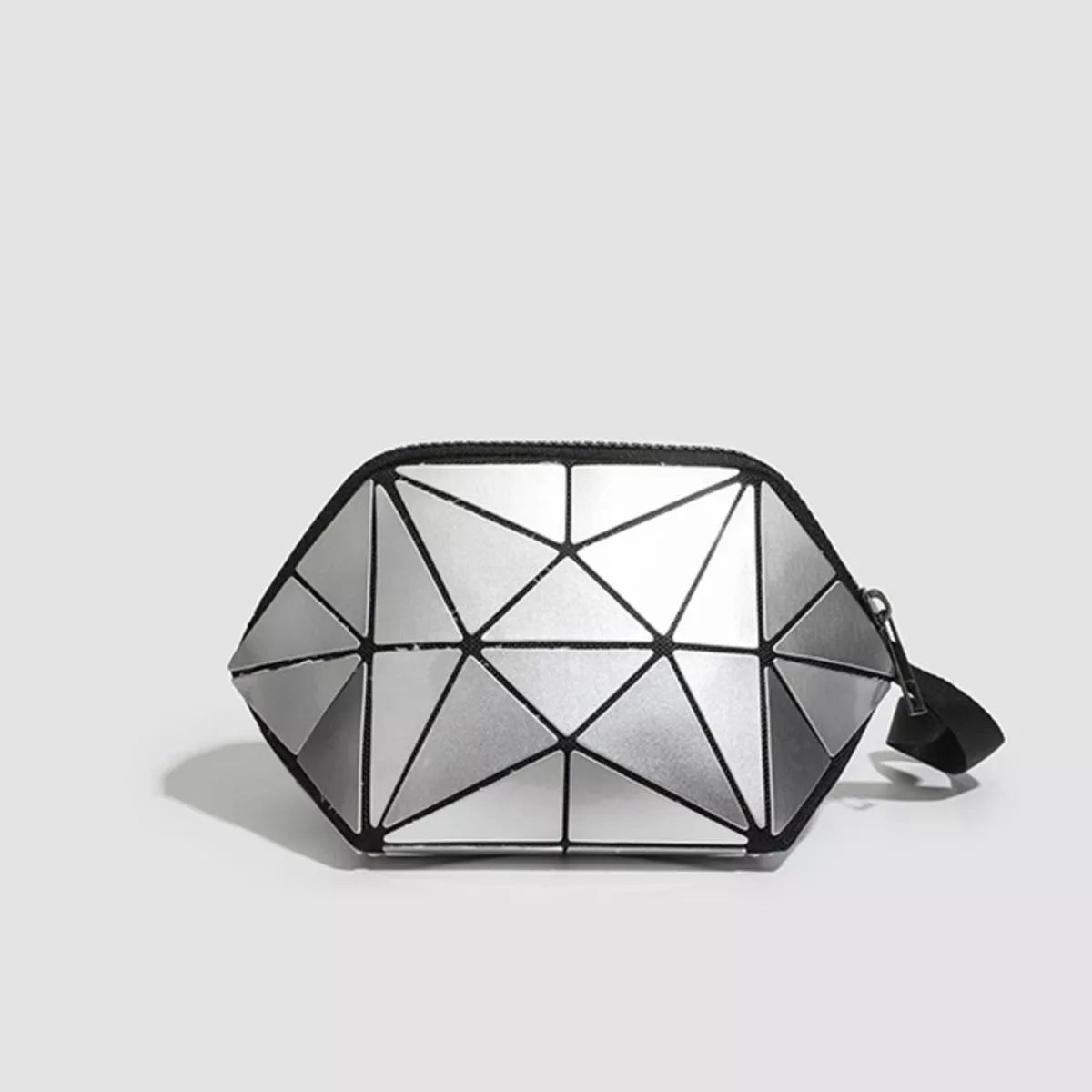 Geometric Metallic Silver Clutch with Modern Origami Design, view 7