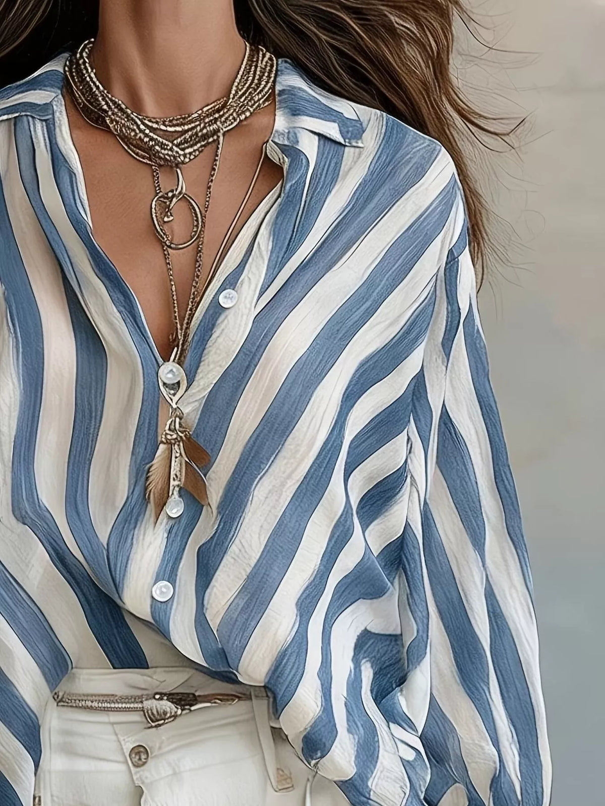 Striped Loose Fit Shirt, view 3