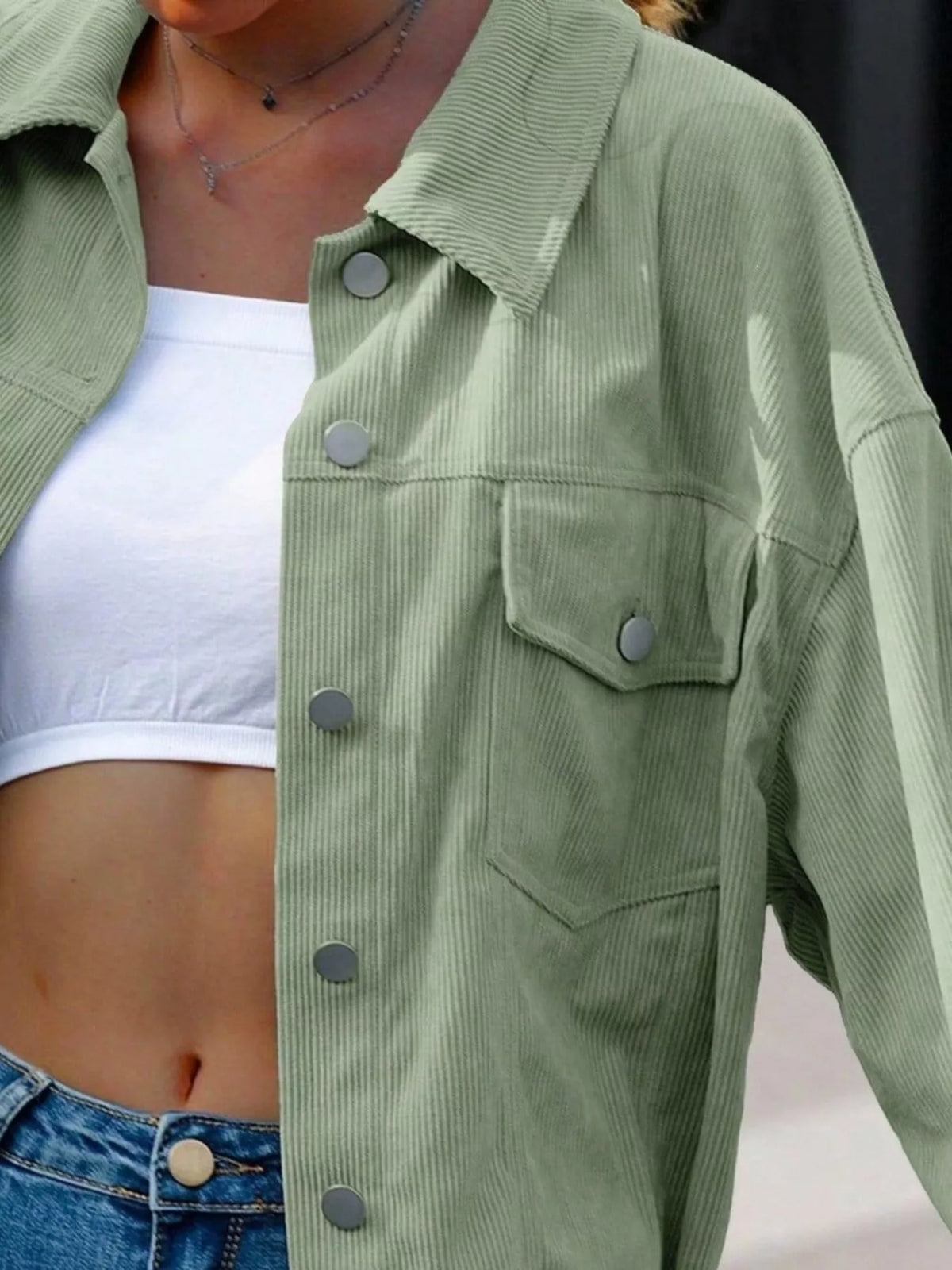 Corduroy Button-Down Shacket - Lilixa.store