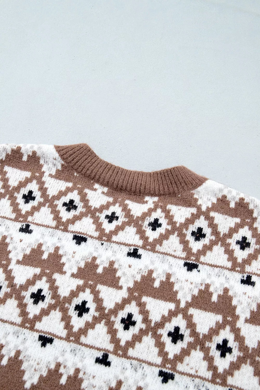 Geometric Print Drop Shoulder Casual Pullover Sweater