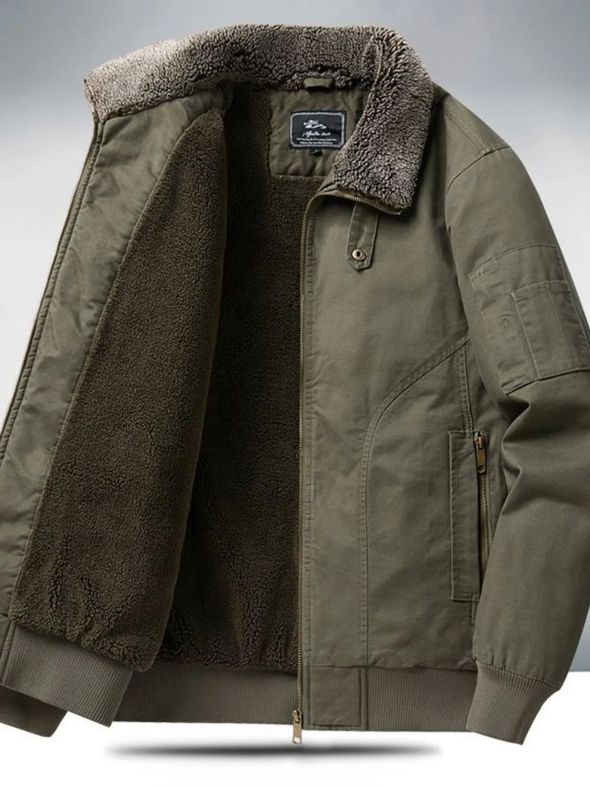 Men's Plus Size Sherpa Lined Zip Up Jacket - Lilixa.store