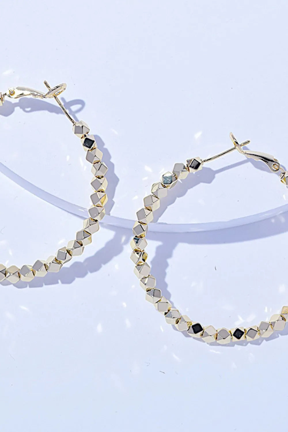 Elegant Alloy Hoop Earrings with Geometric Beads - Lilixa.store