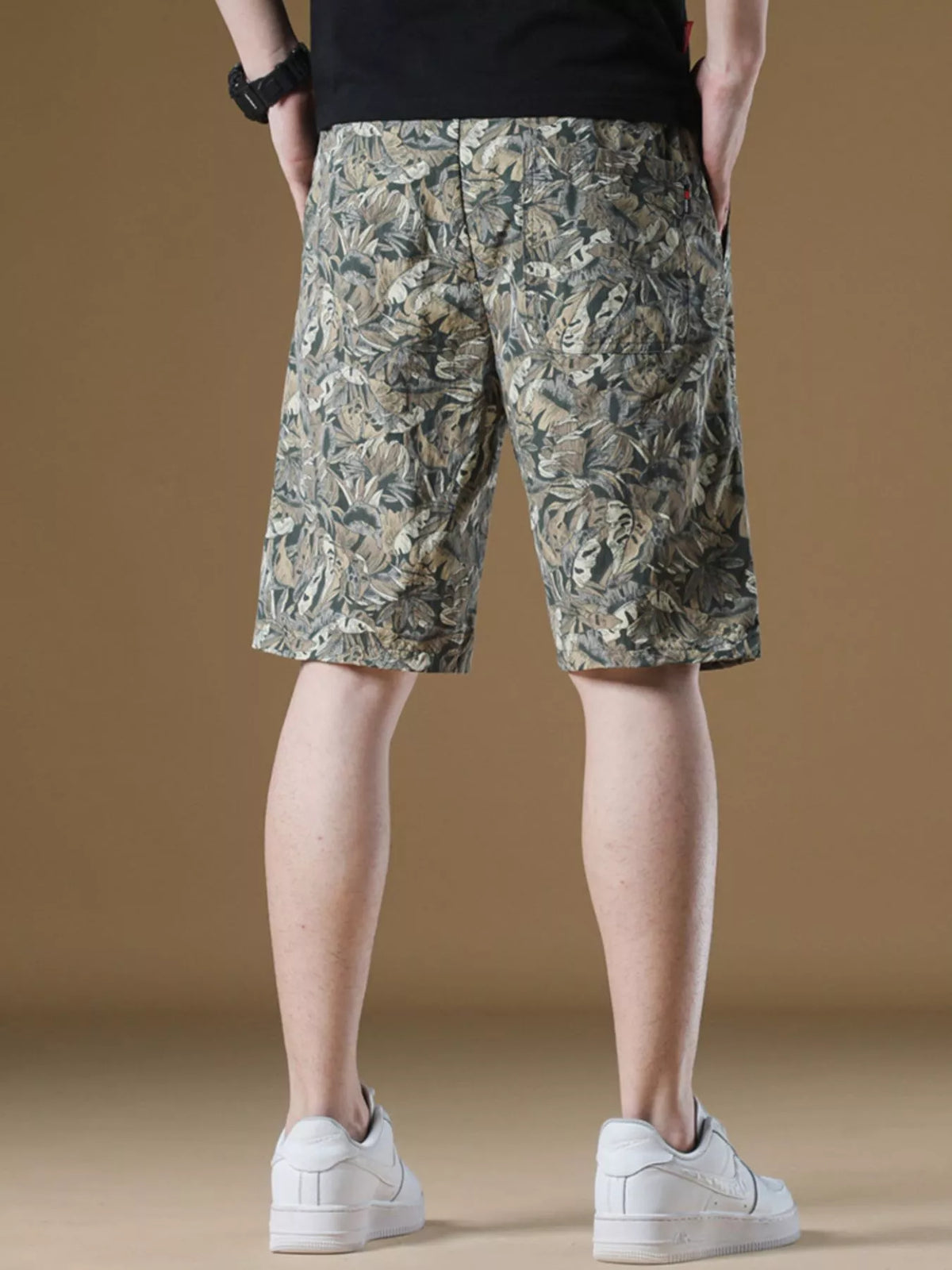Men's Plus Size Drawstring Printed Wide-Leg Shorts, view 6