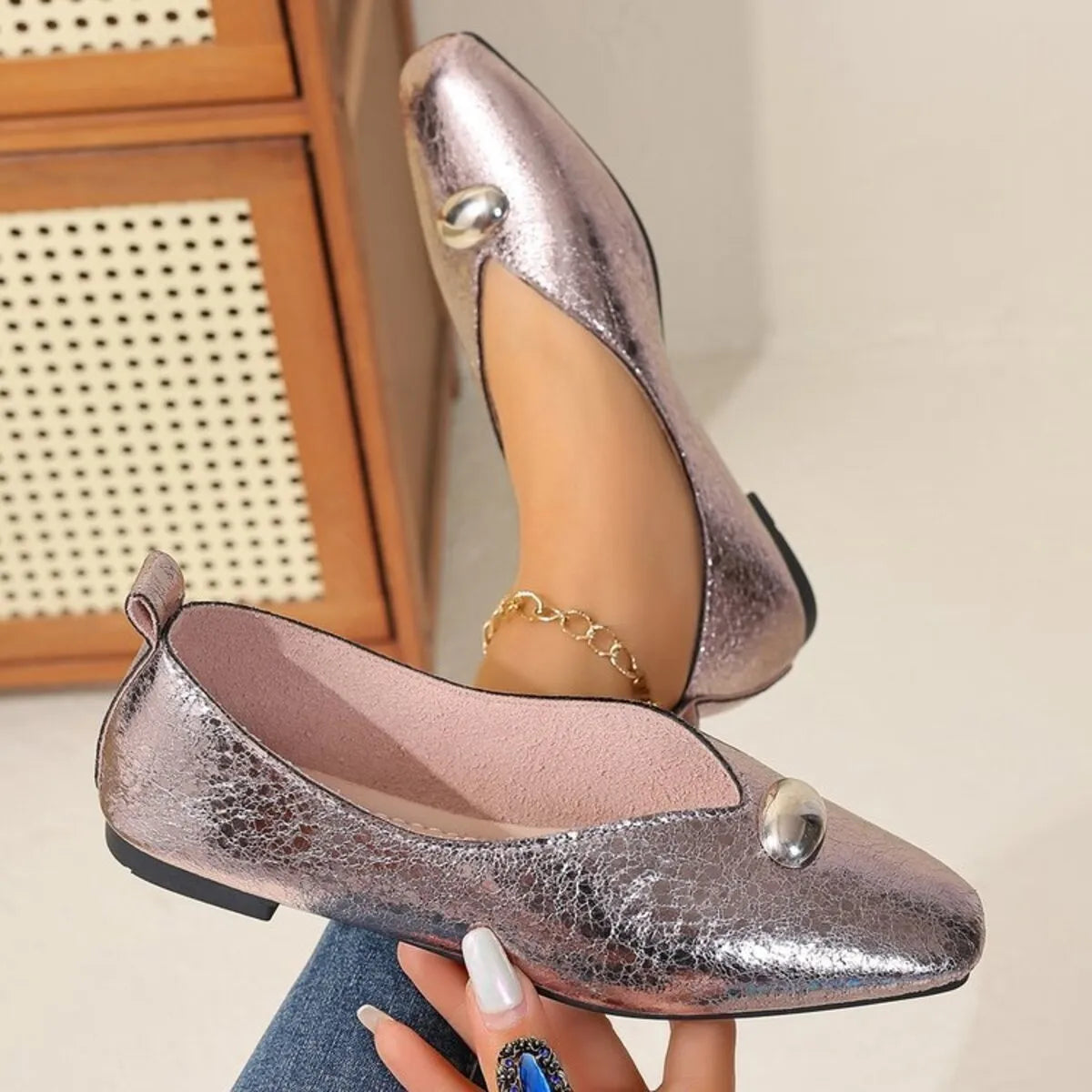 Square Toe Flats Slip-Ons, view 4