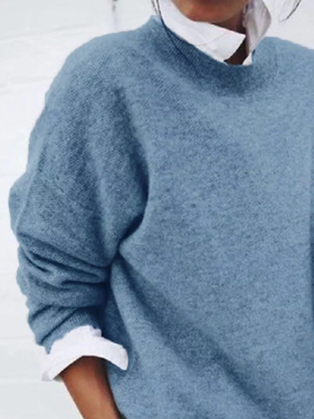 Full Size Round Neck Long Sleeve Sweater Plus Size