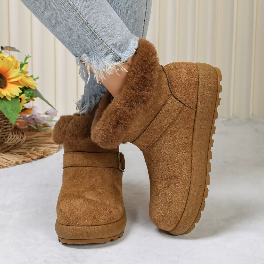 Round Toe Fuzzy Boots, view 6