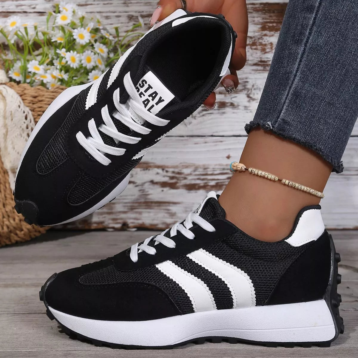 Lace Up Round Toe Sneakers - Lilixa.store