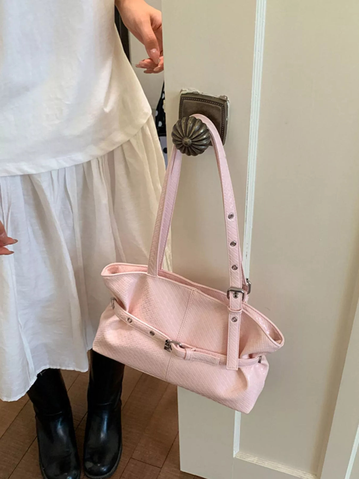Buckle Detail Shoulder Bag - Lilixa.store