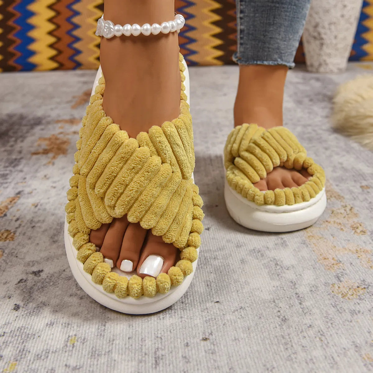 Crisscross Open Toe Platform Slippers - Lilixa.store