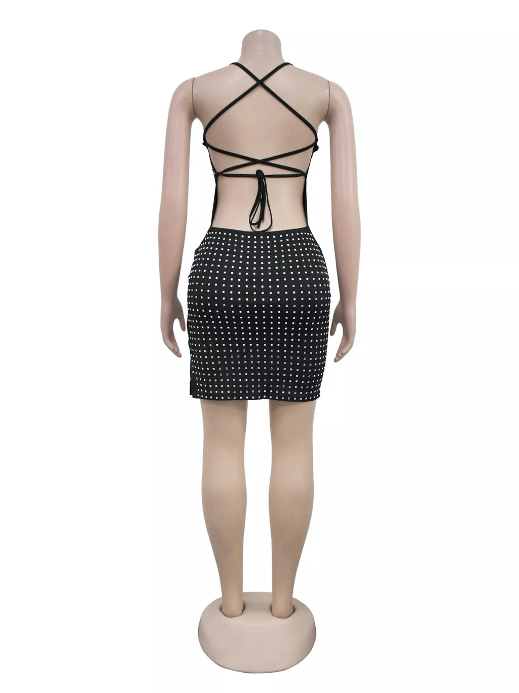 Rhinestone Embellished Bodycon Mini Dress - Lilixa.store