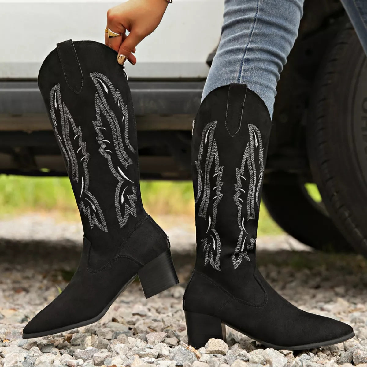 Point Toe Block Heels Boots - Lilixa.store