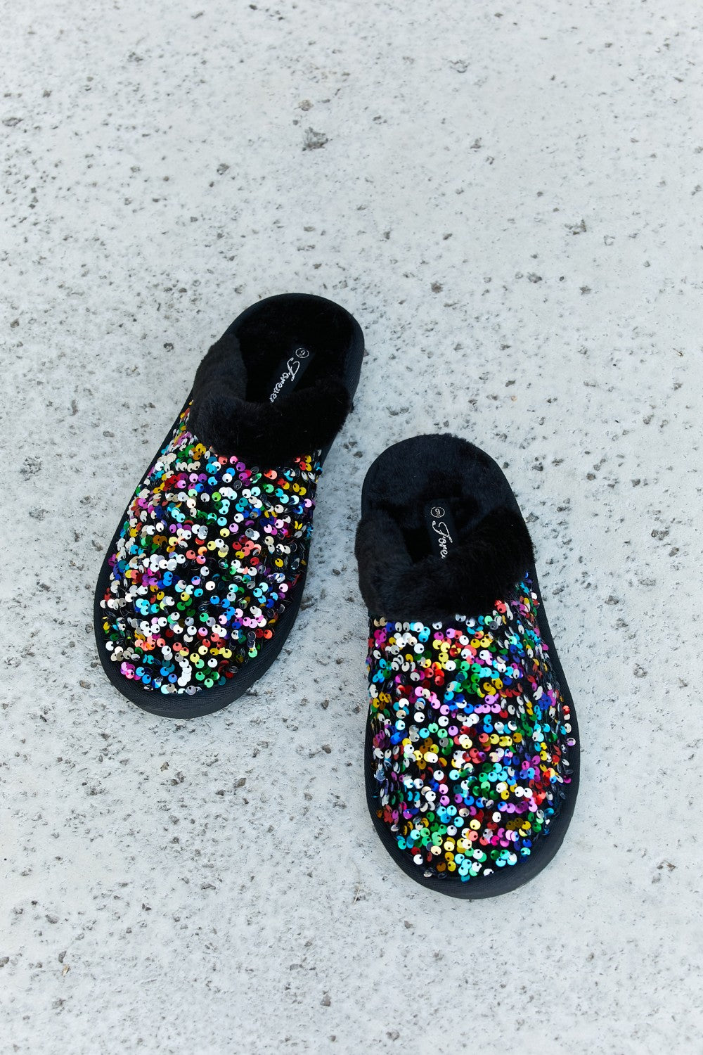 Forever Link Multicolored Sequin Faux Fur Slipper - Lilixa.store