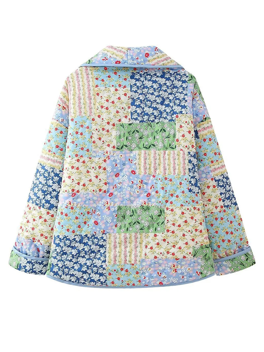 Printed Patchwork Open Front Cardigan with Pockets, view 3