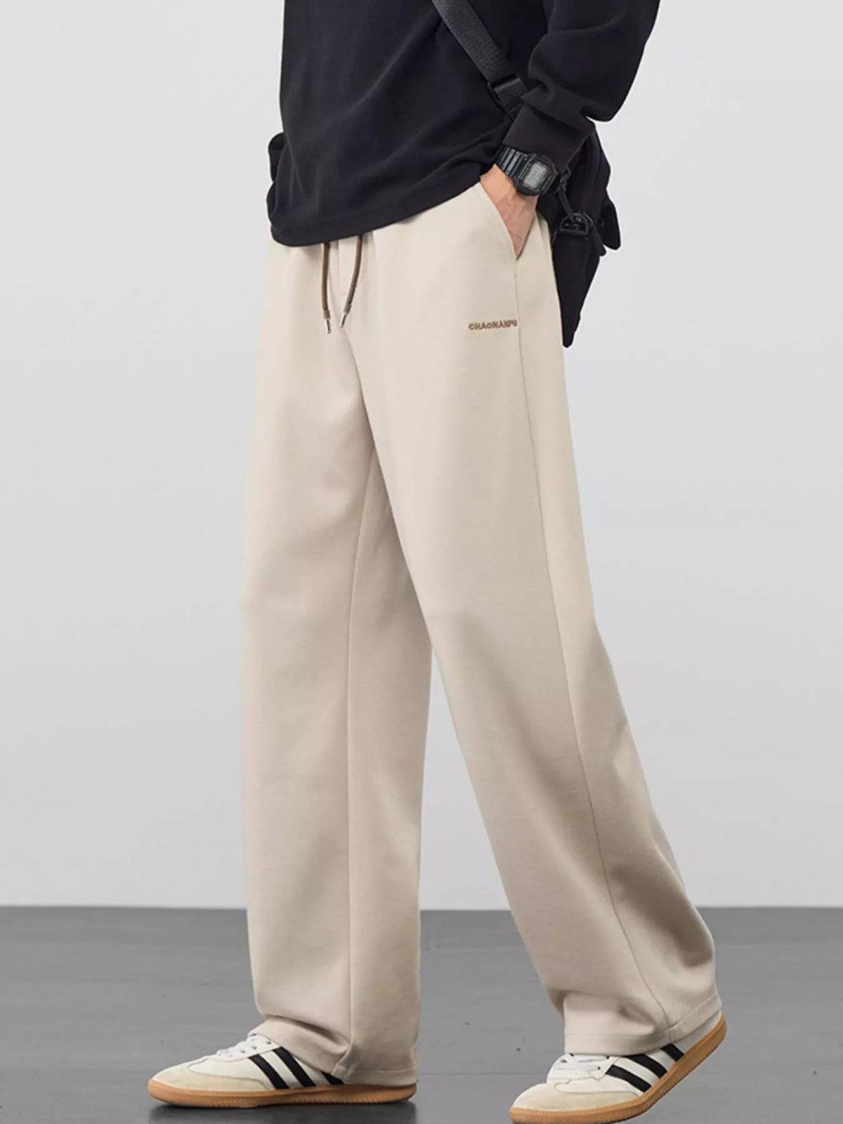 Men's Plus Size Casual Loose Fit Drawstring Pants in Khaki