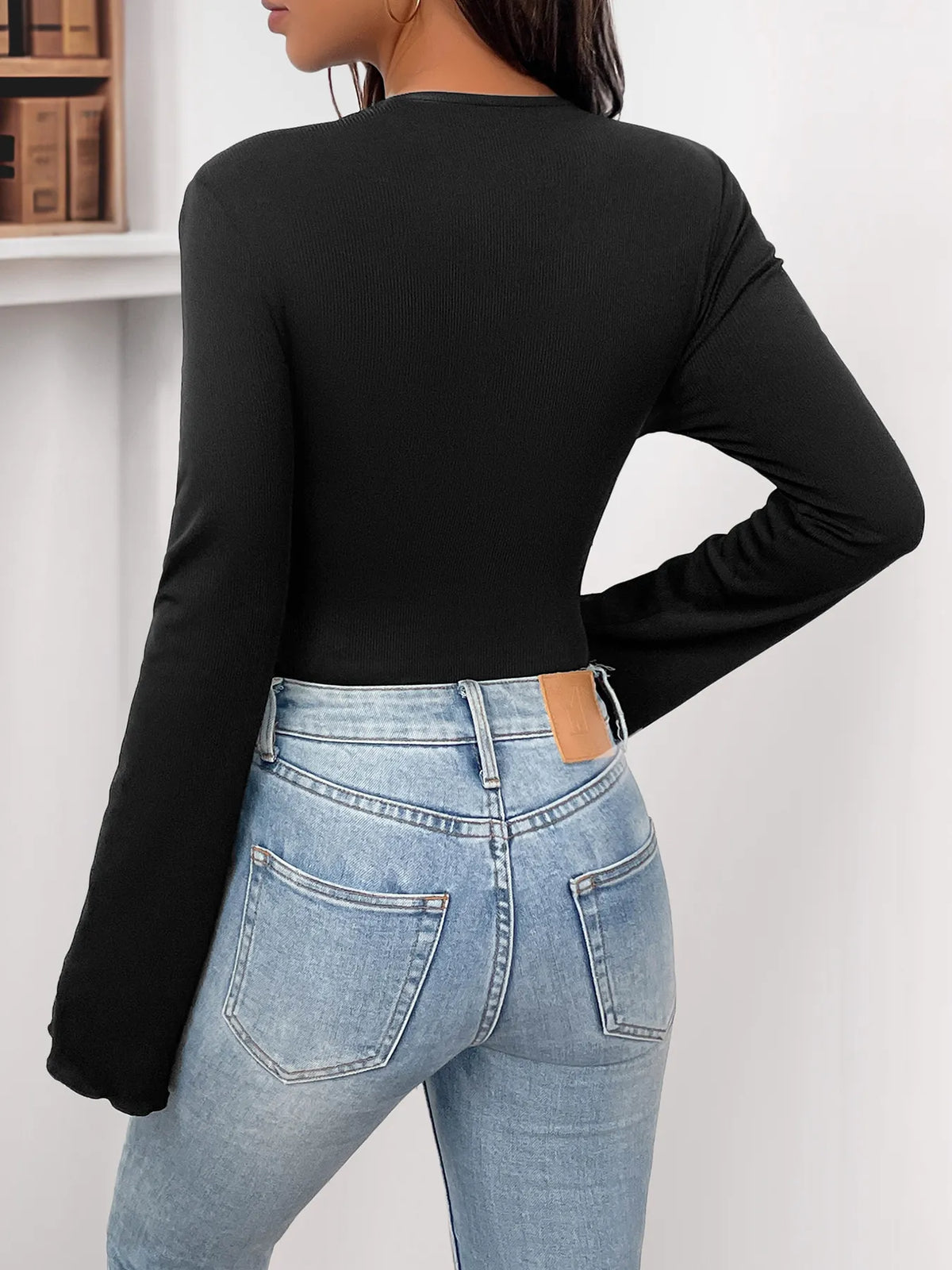 Flower Round Neck Long Sleeve Bodysuit - Lilixa.store