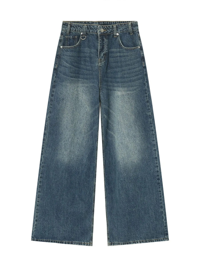 Men's Full Size Vintage Wash Wide Leg Jeans Plus Size - Lilixa.store