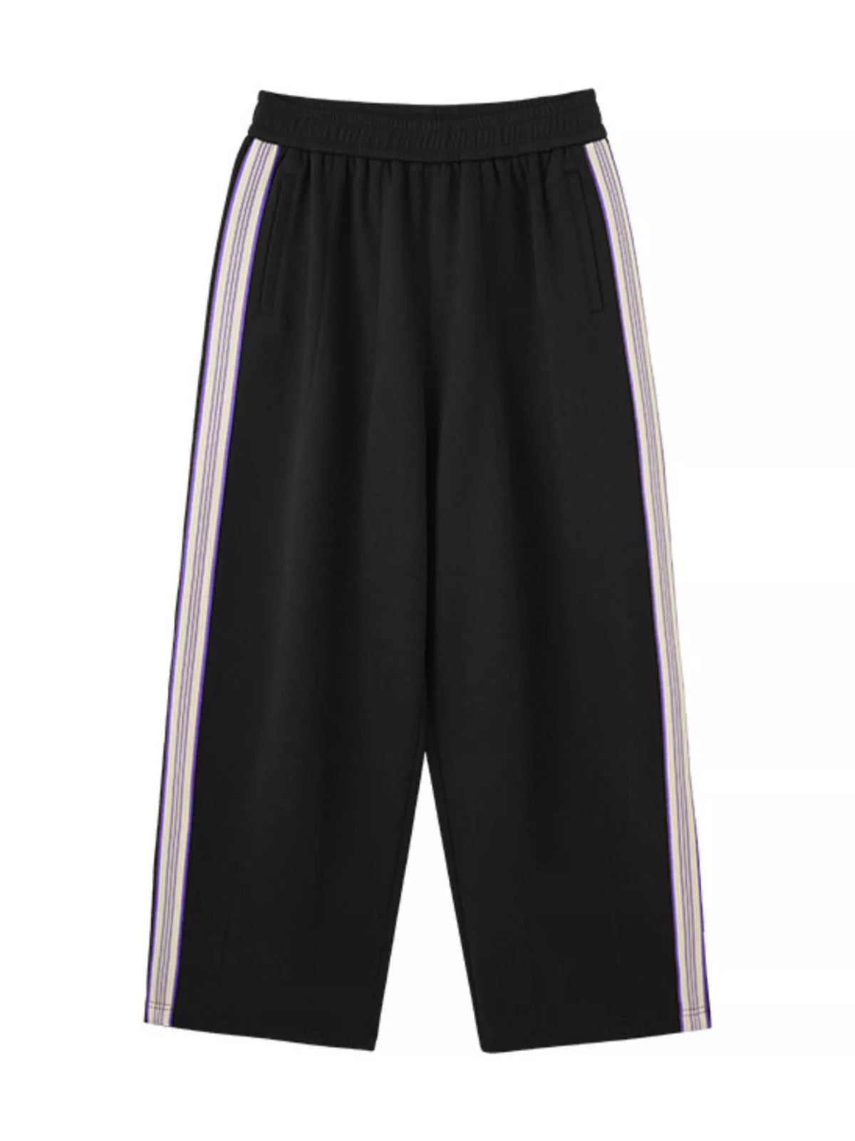 Men's Side Striped Wide Leg Pants in Black
