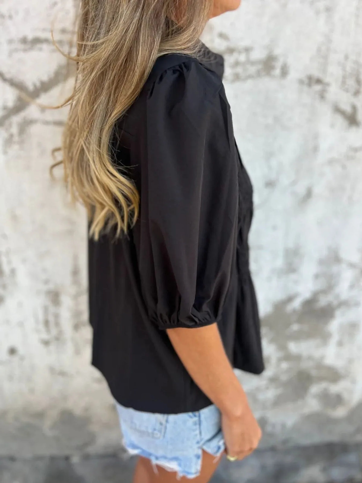 Full Size Smocked Puff Sleeve Blouse Plus Size - Lilixa.store