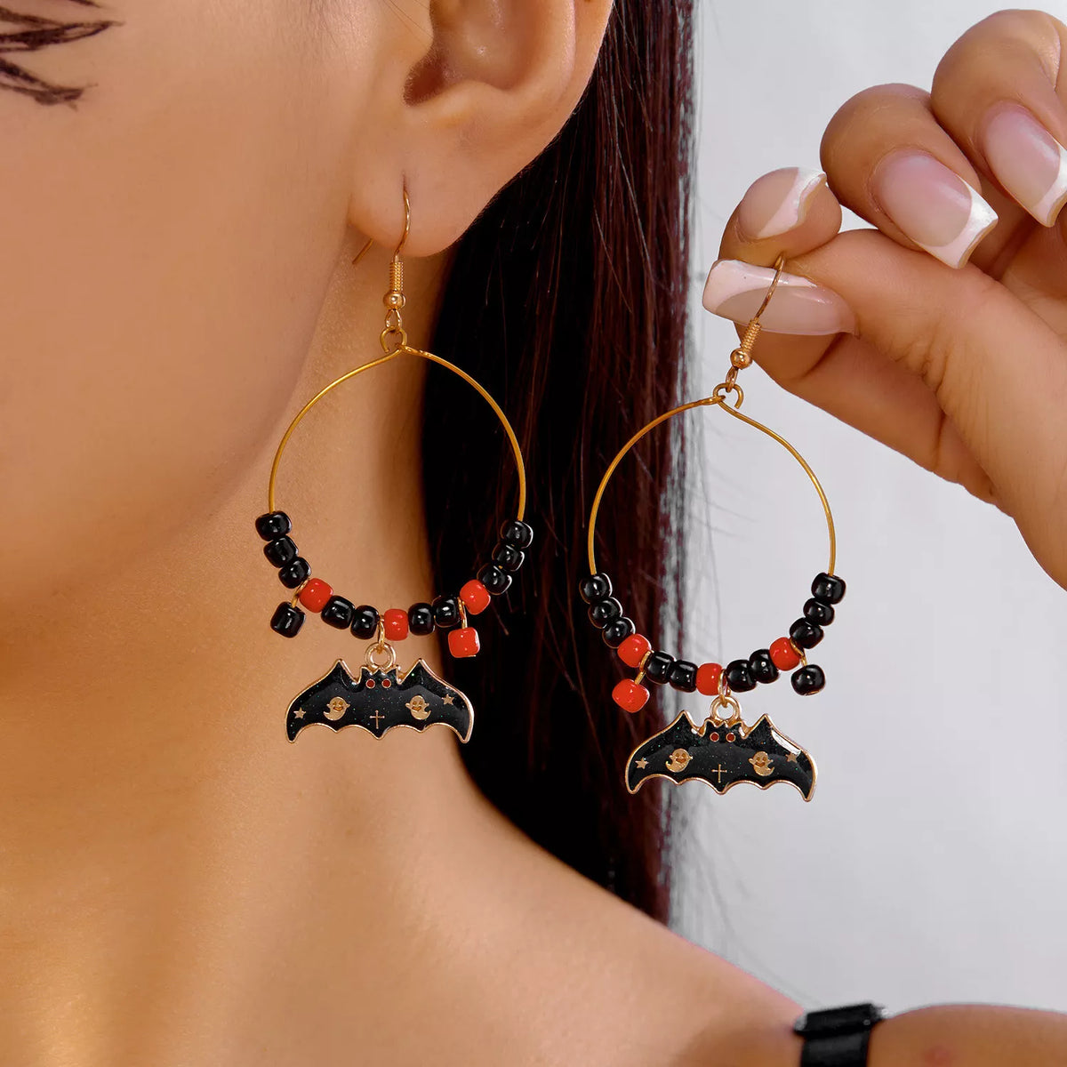 Halloween Bat Charm Hoop Earrings - Lilixa.store