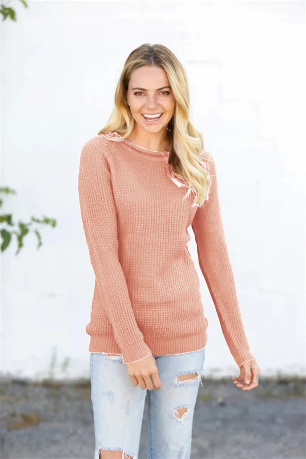 Round Neck Raglan Sleeve Sweater - Lilixa.store