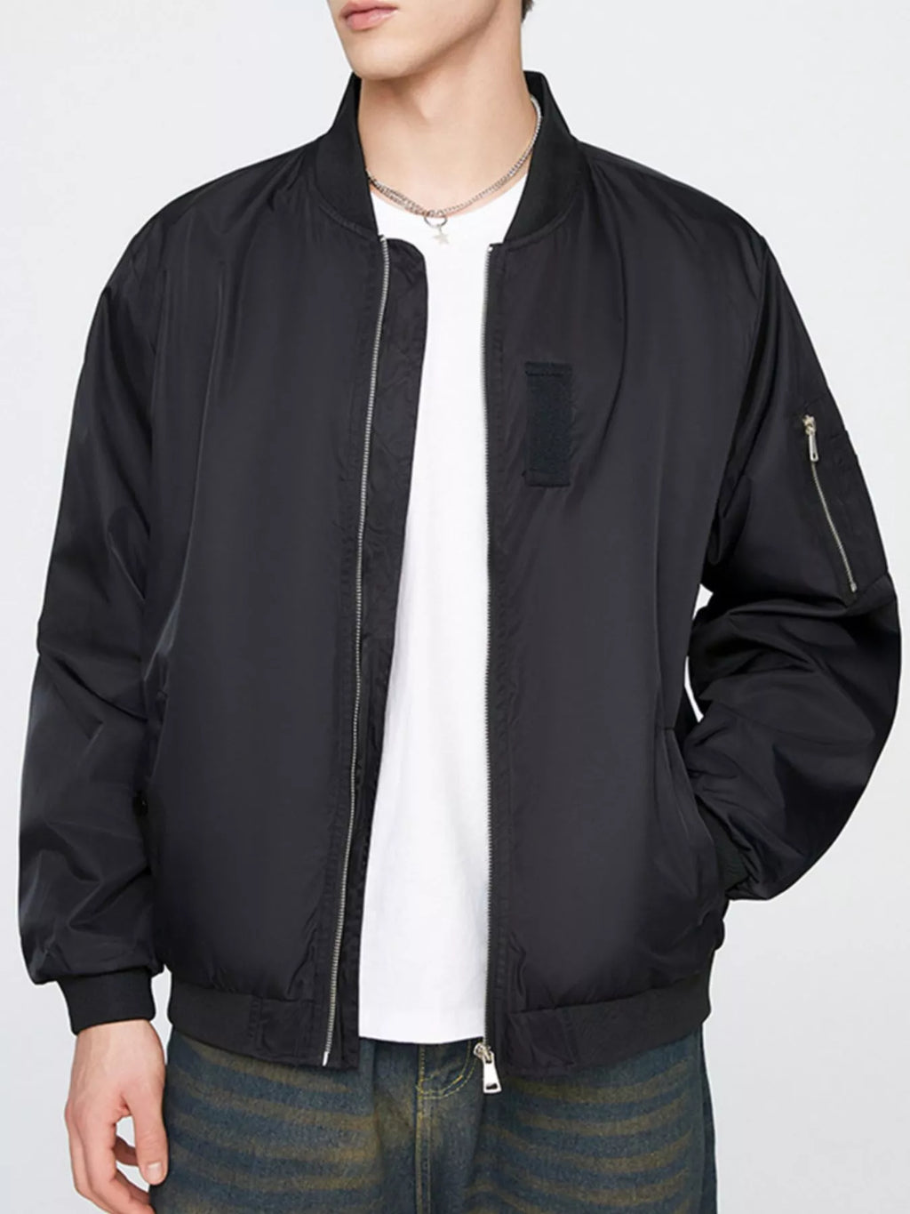 Men's Plus Size Zip Up Lightweight Bomber Jacket, view 4