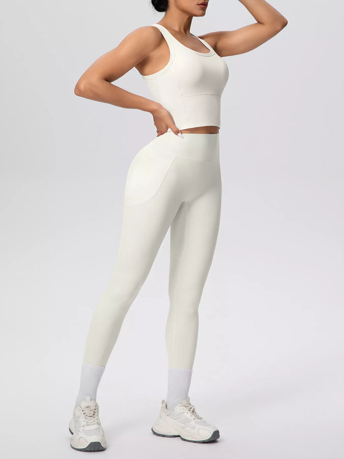 Scoop Neck Tank and High-Waisted Leggings Active Set, view 18