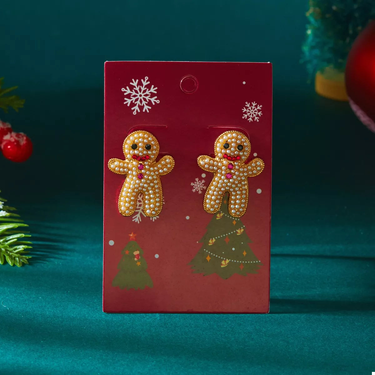 Alloy Gingerbread Man Stud Earrings - Lilixa.store