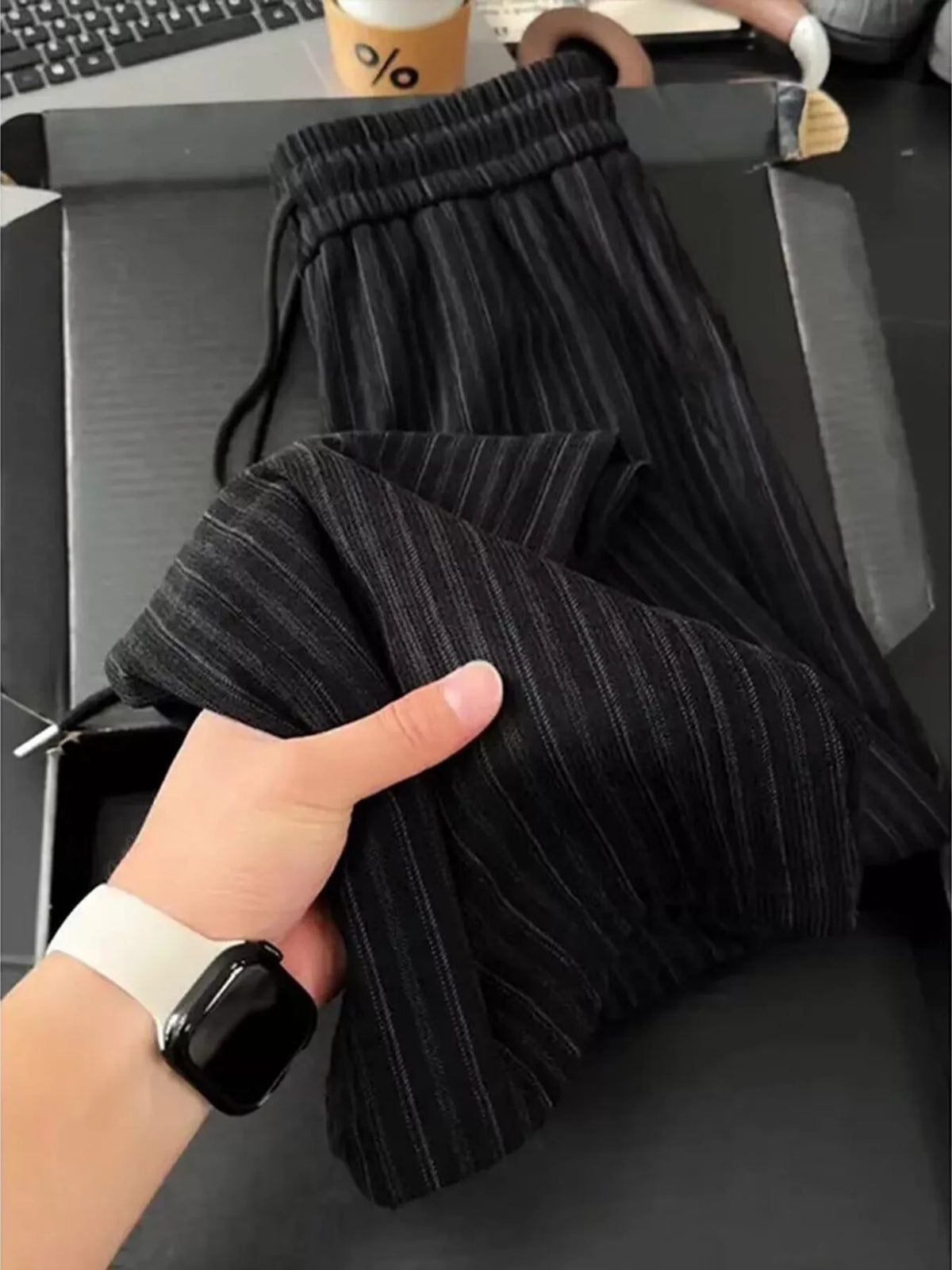 Men's Striped Wide-Leg Casual Pants