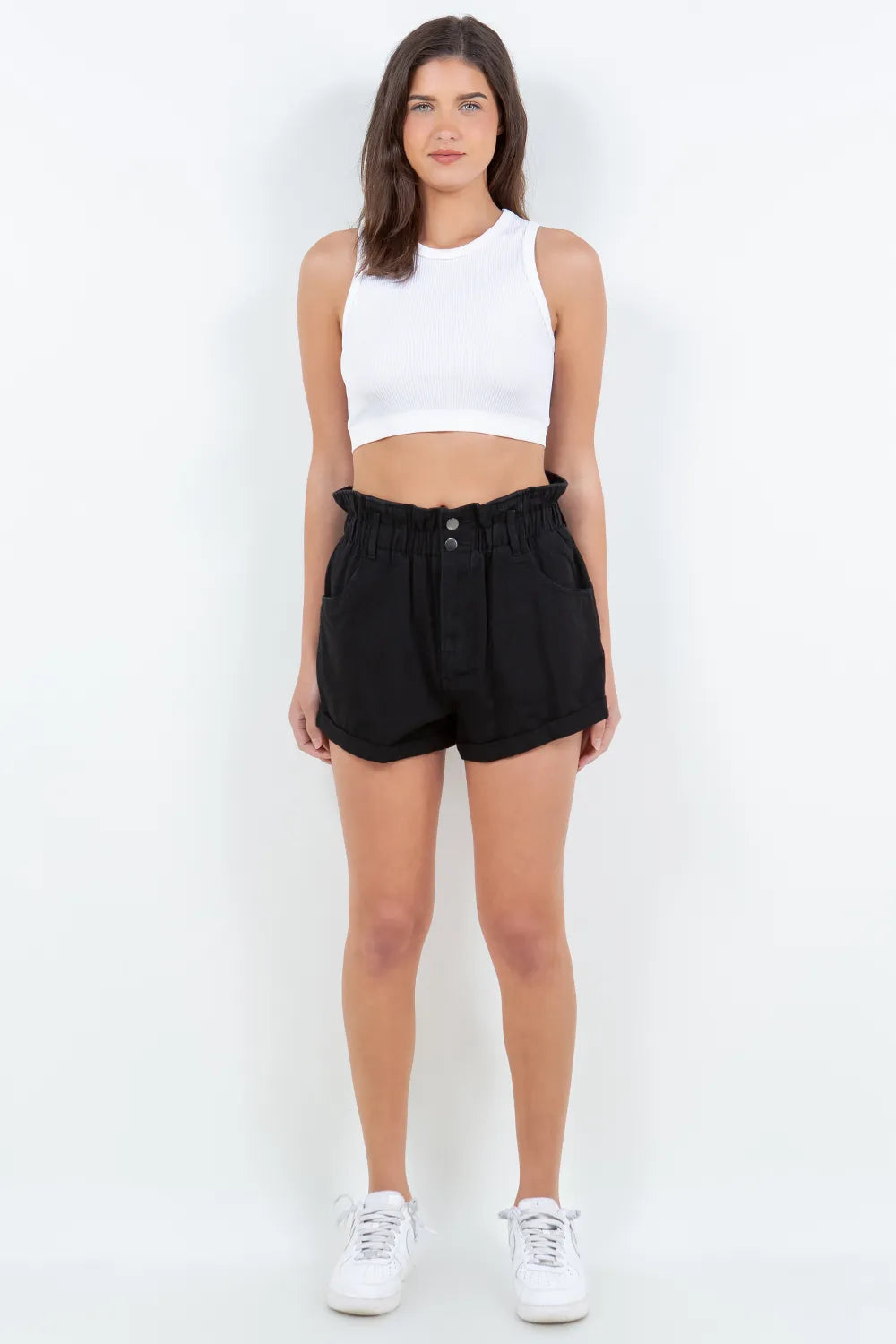 American Bazi High Waist Paper Bag Shorts - Lilixa.store