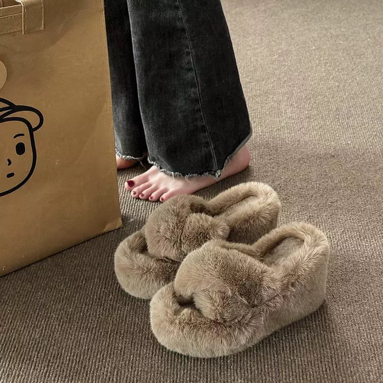 Fluffy Wedge Slippers - Lilixa.store
