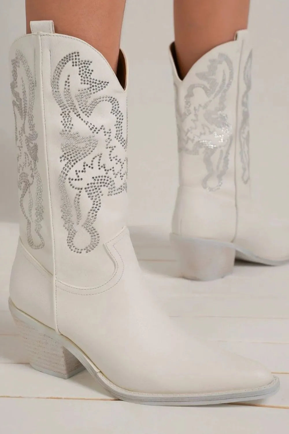 Beast Fashion Rhinestone Detail Point Toe Boots - Lilixa.store