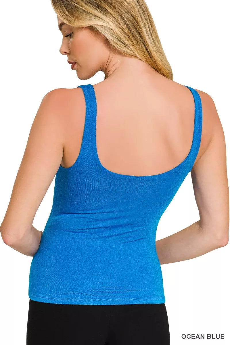 Zenana Premium Rayon Double Layered V-neck Tank Top - Lilixa.store