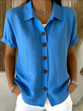 Full Size Button-Down Short Sleeve Shirt Plus Size - Lilixa.store