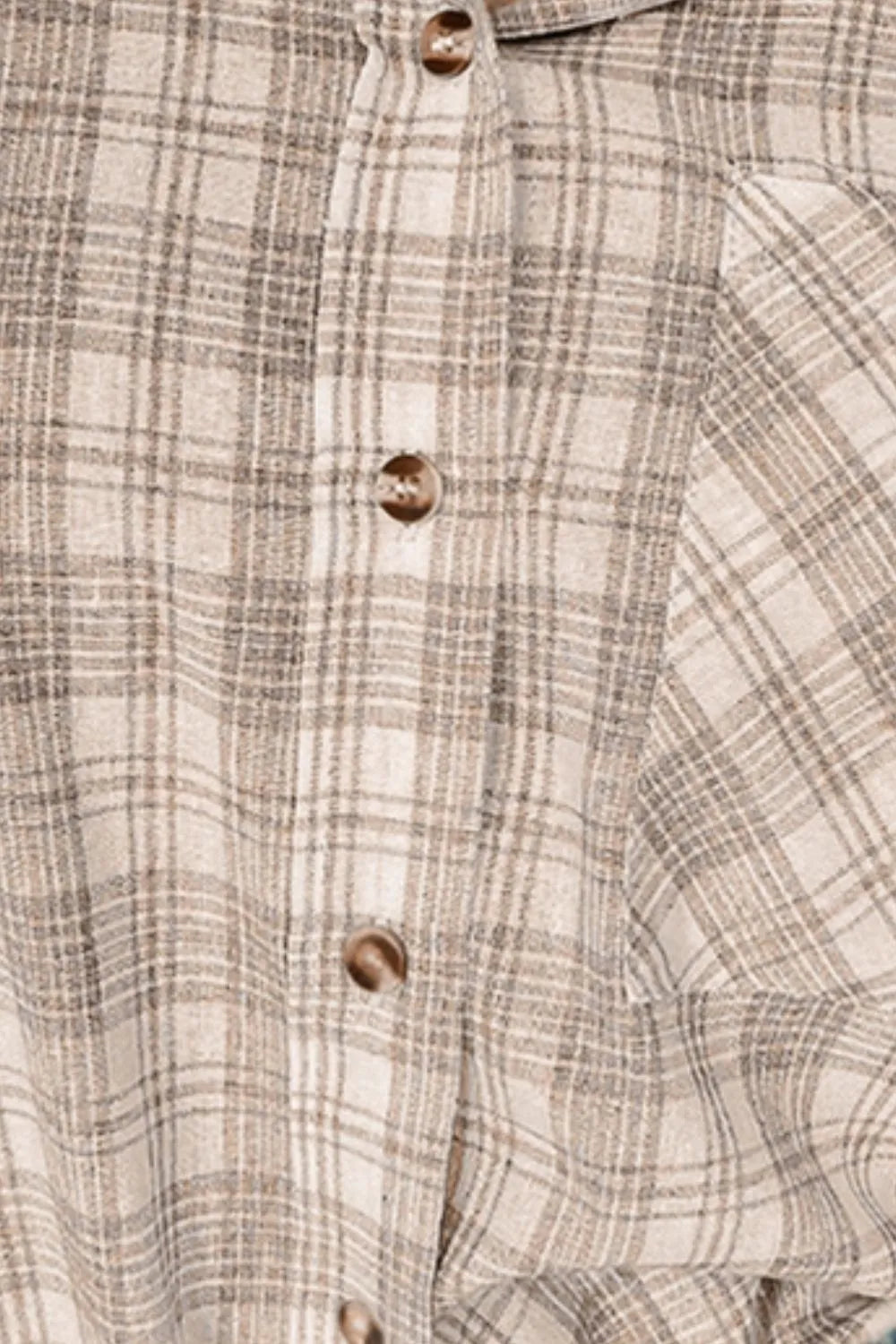 Drawstring Button Up Hooded Jacket in Khaki, view 3