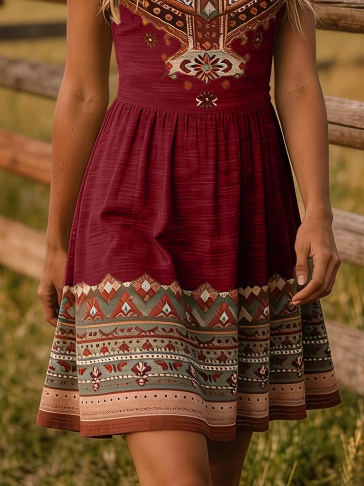 Tribal Print Sleeveless A-Line Summer Dress - Lilixa.store
