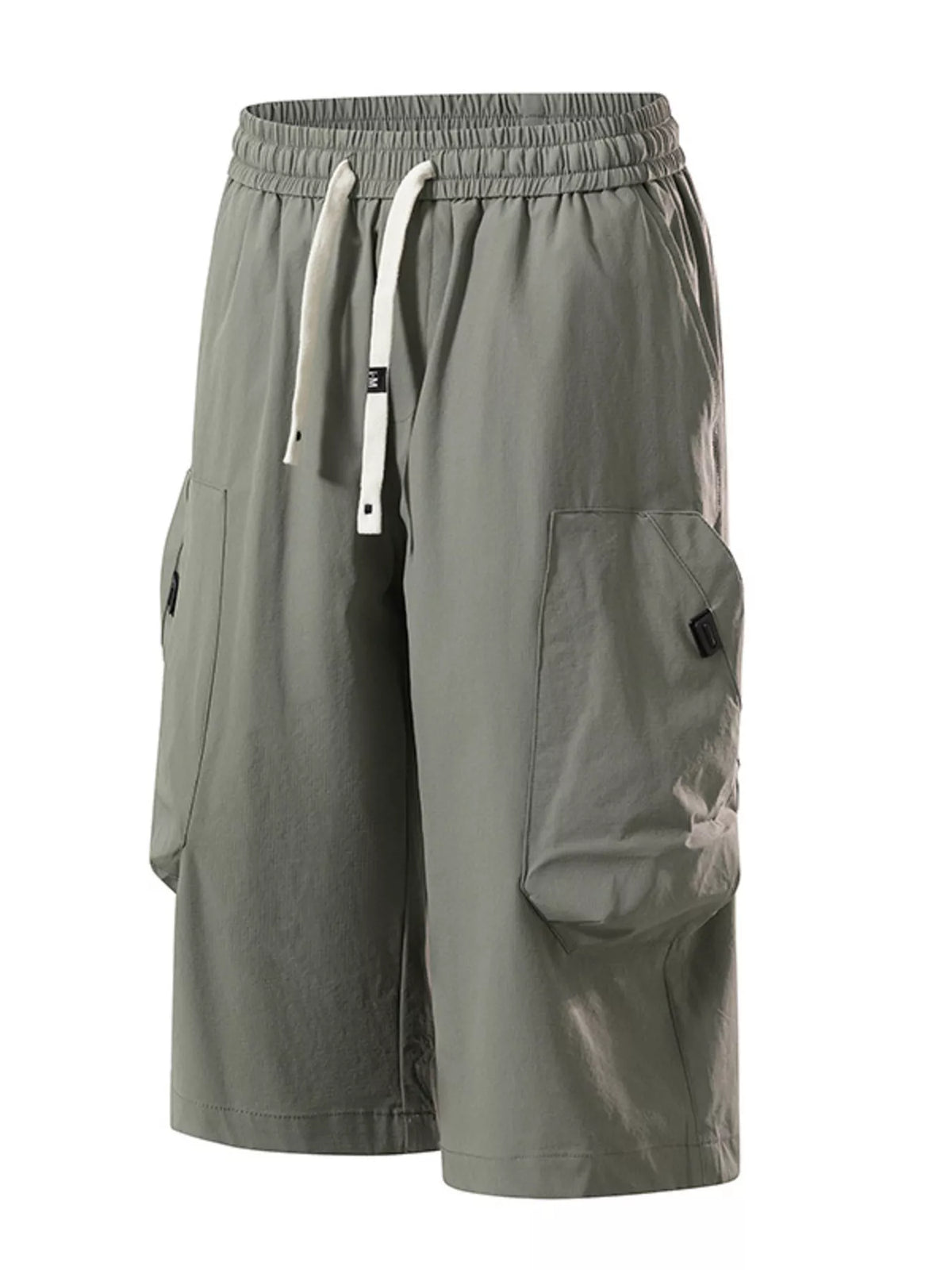 Men's Plus Size Casual Cargo Capris with Drawstring Waist, view 2