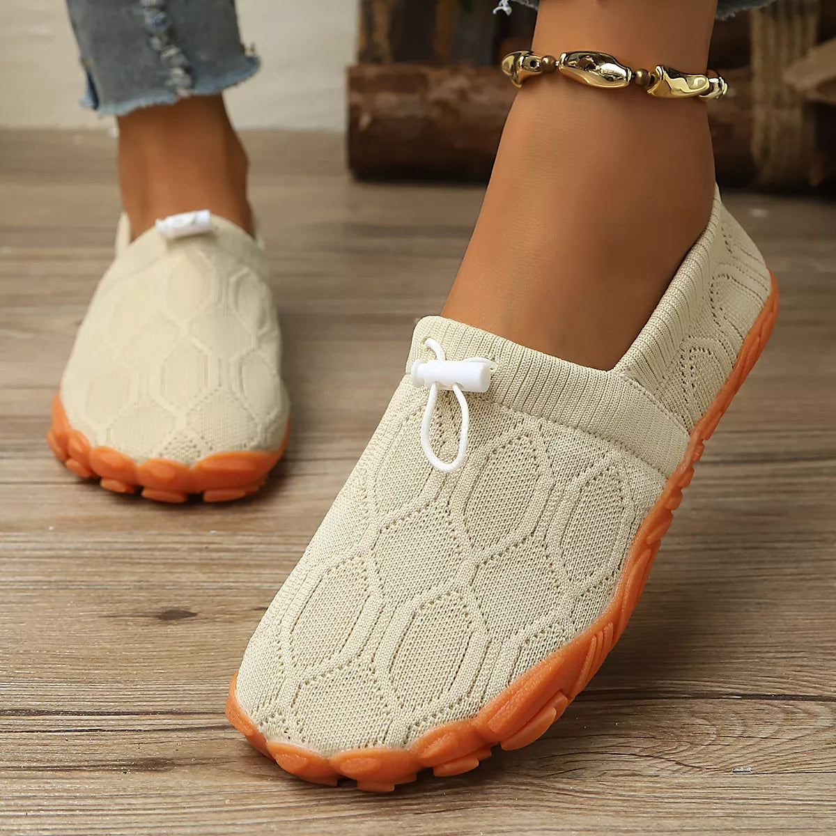 Round Toe Drawstring Slip-Ons - Lilixa.store