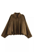 Collared Neck Dropped Shoulder Jacket - Lilixa.store