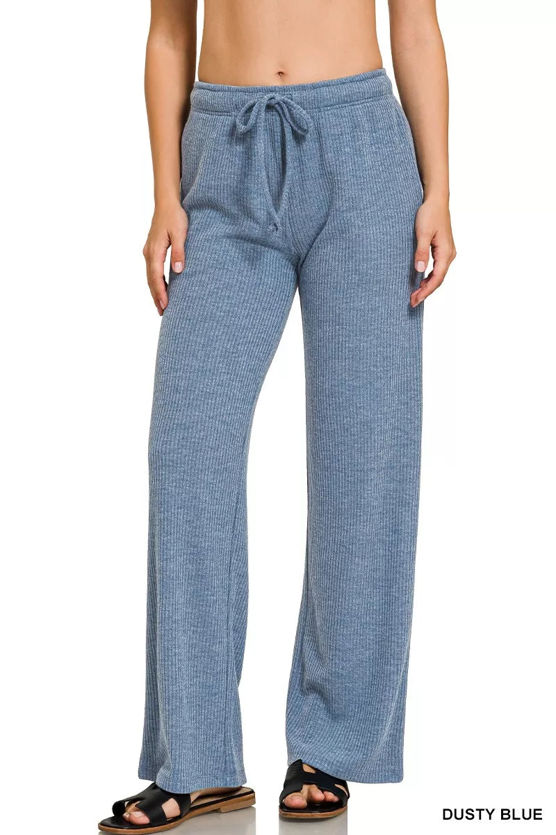 Zenana Ribbed Drawstring Lounge Pants - Lilixa.store