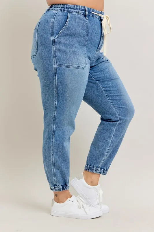 Judy Blue Full Size High Waist Denim Jogger Plus Size - Lilixa.store