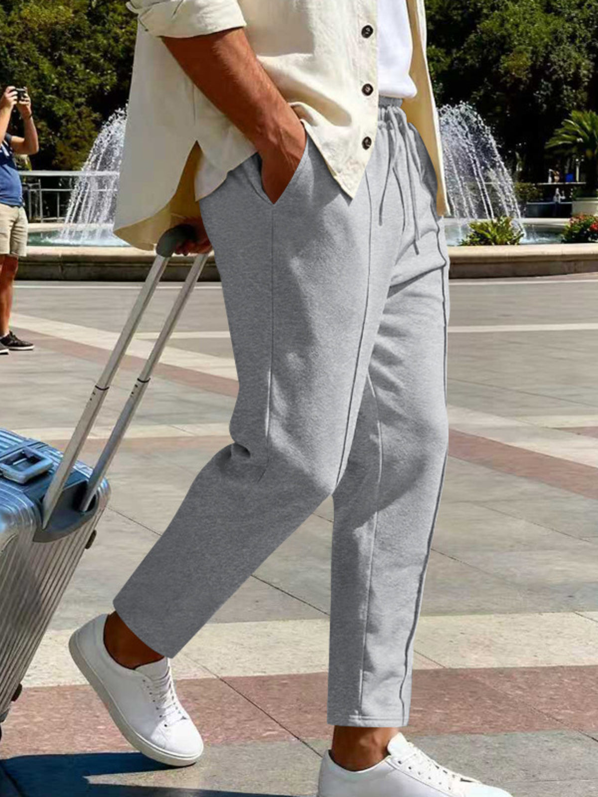 Men's Full Size Drawstring Straight Leg Pants Plus Size