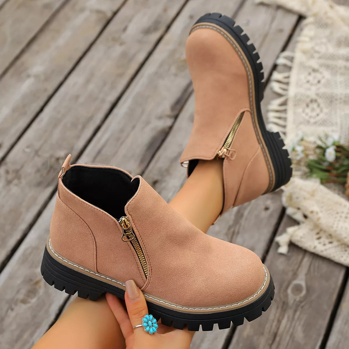 Side Zipper Ankle Boots - Lilixa.store