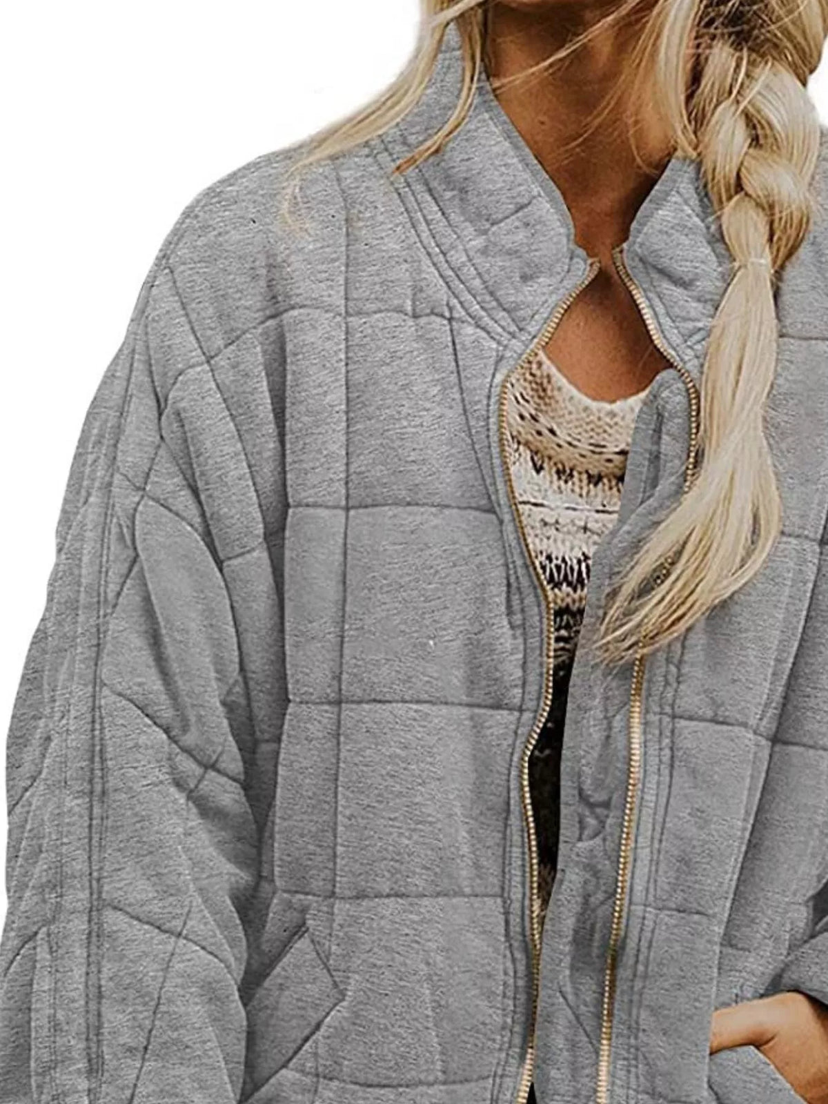 Quilted Zip Up Outerwear, view 8