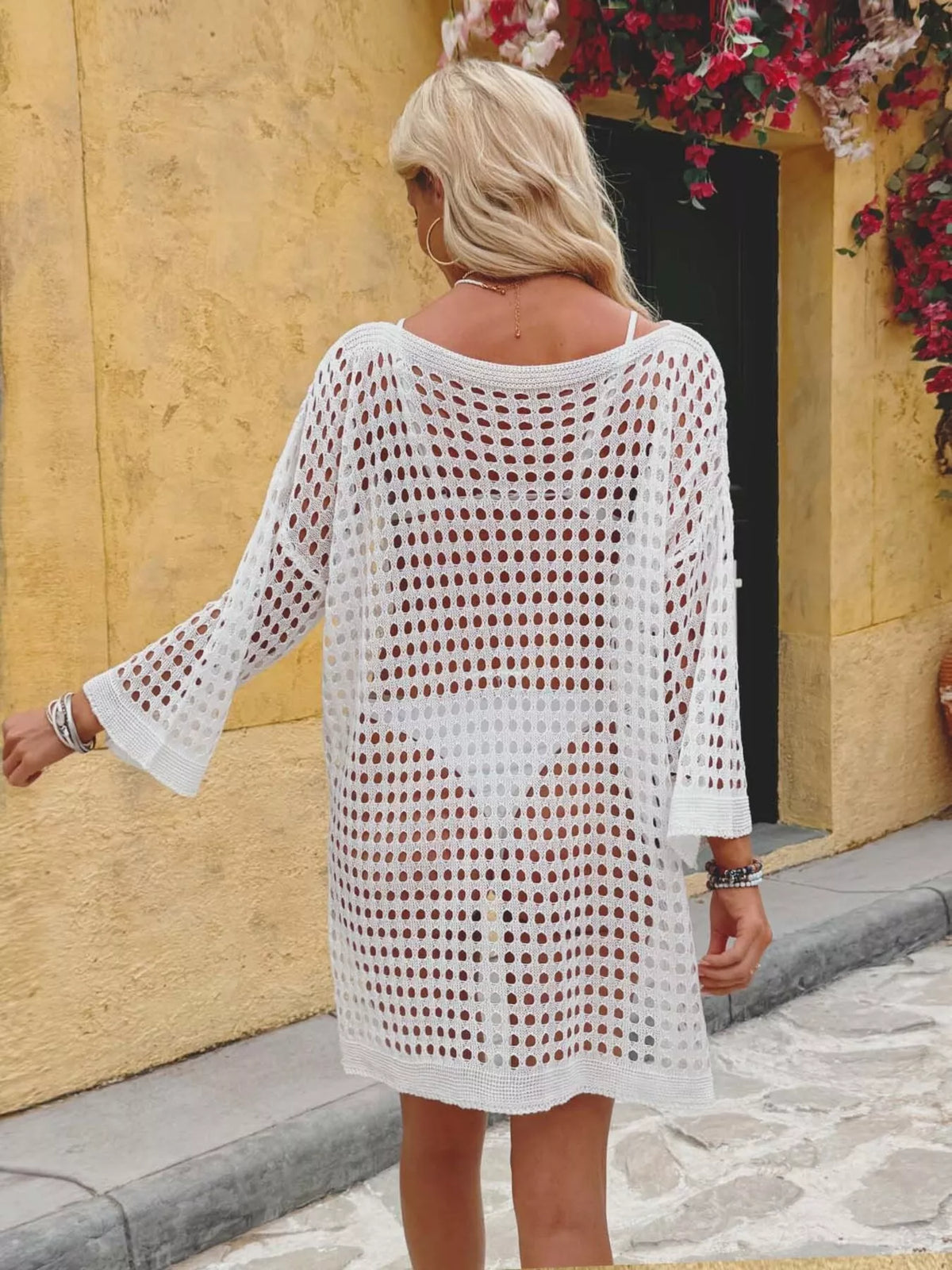 Crochet Knit Slit Cover Up - Lilixa.store