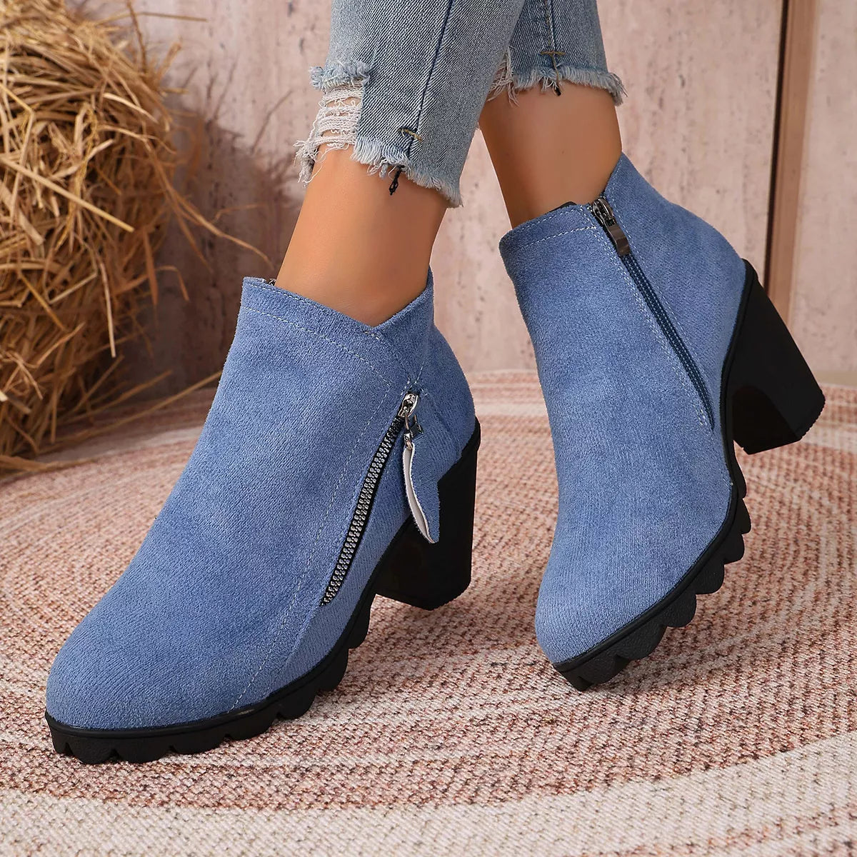 Round Toe Block Heels Boots - Lilixa.store