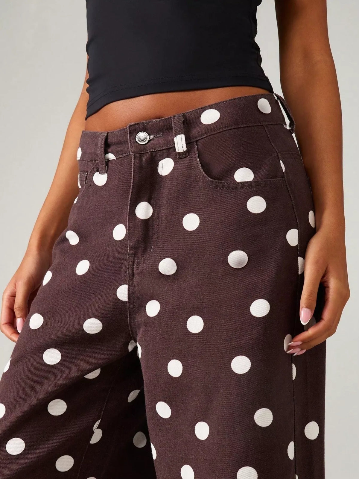 Polka Dot Wide-Leg Jeans - Lilixa.store